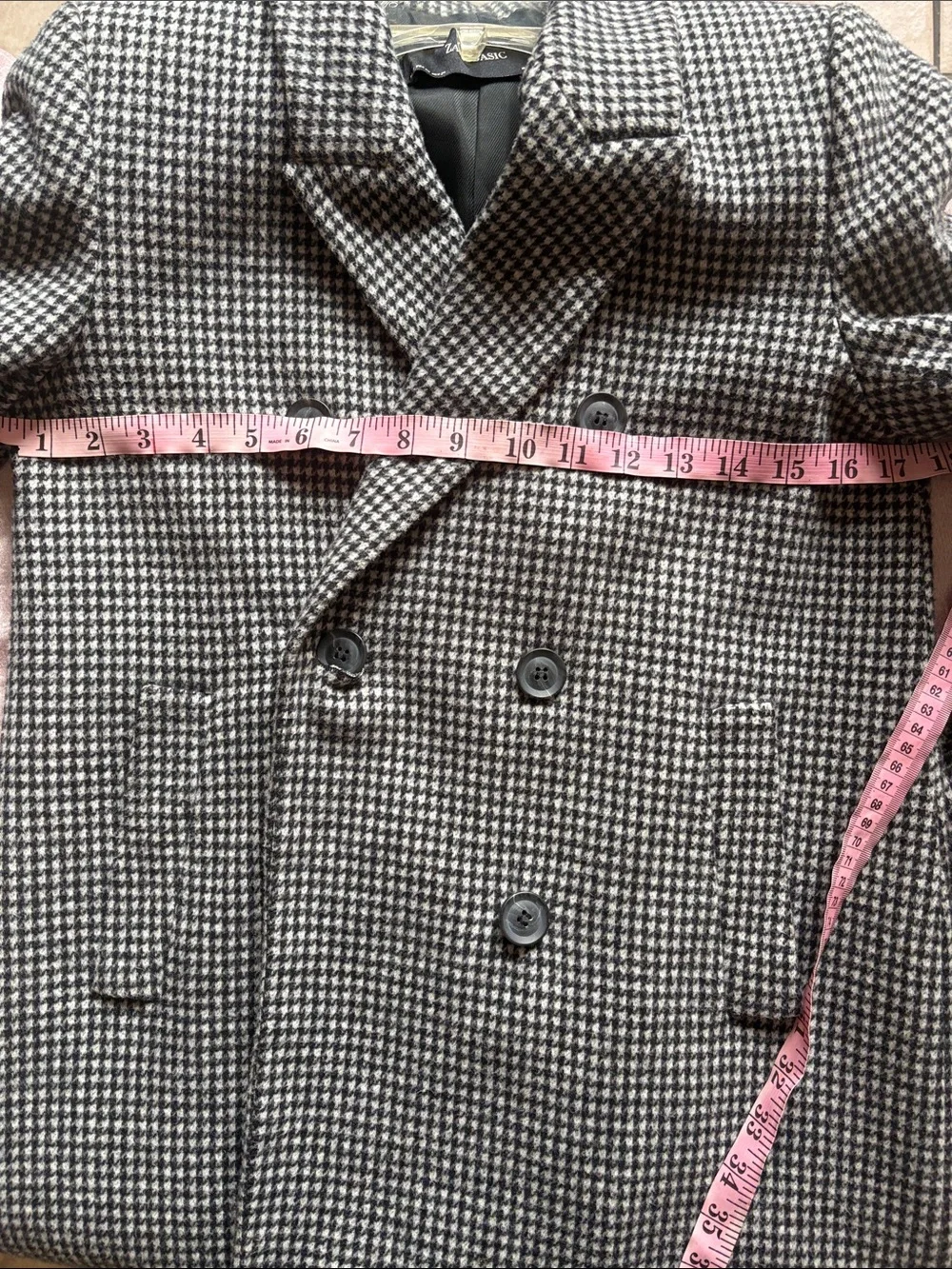 Zara Double-Breasted Houndstooth Pea Coat - Black & White - Picture 14 of 14